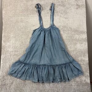 Jaded Gypsy Denim Tank Dress Blue Cotton Ruffle Hem Boho Mini S/M Made in USA